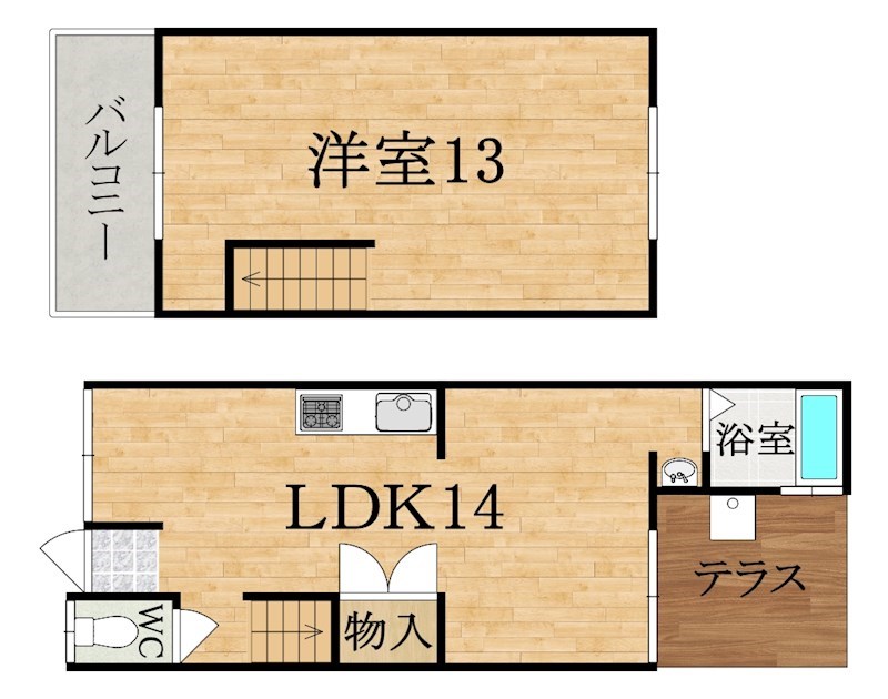 中曽司タウンハウスⅠ 1号室 間取り