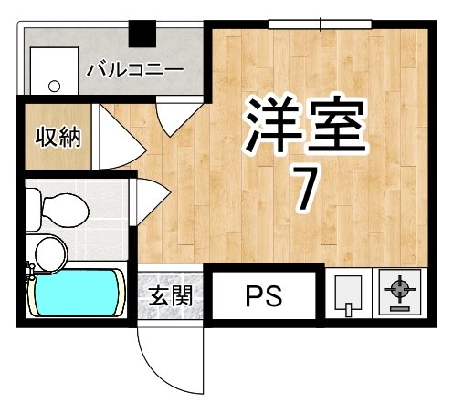 泉都ハイツ天理F棟 206号室 間取り