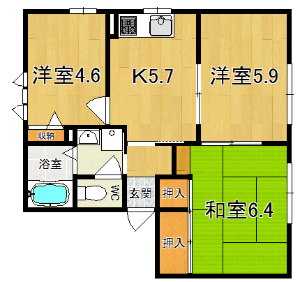 コスモス結崎　Ｃ 間取り