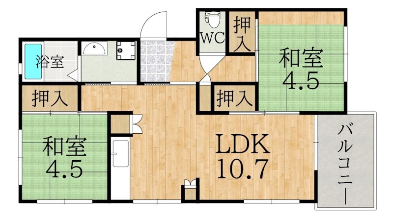 中登美団地Ｂ-5 間取り図