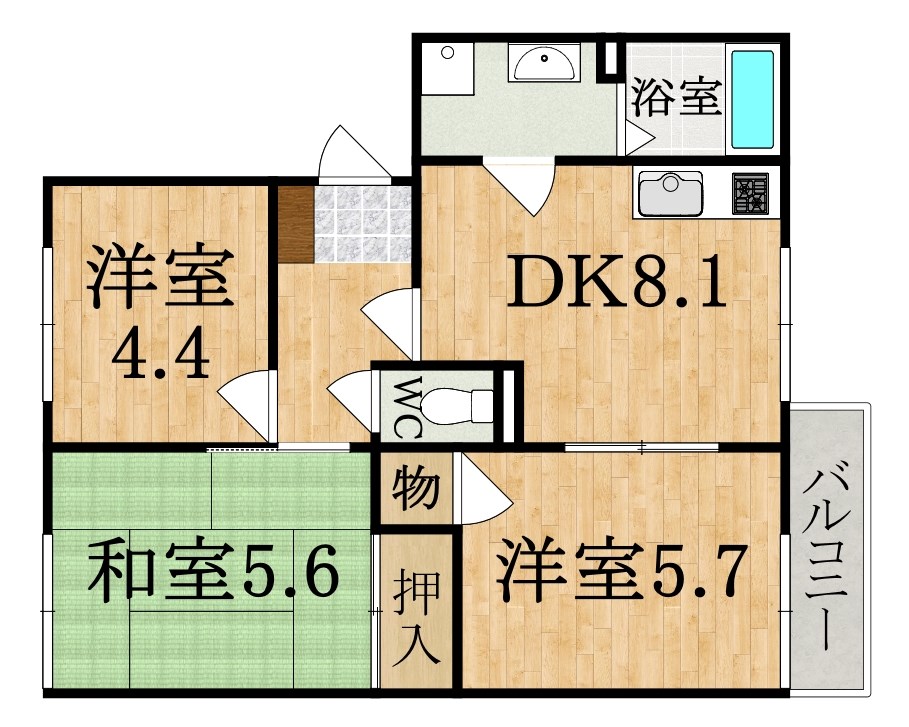 フローラル神宮東 202号室 間取り