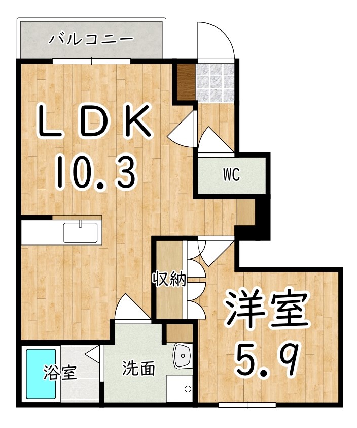 Leap　柔Ⅱ 102号室 間取り