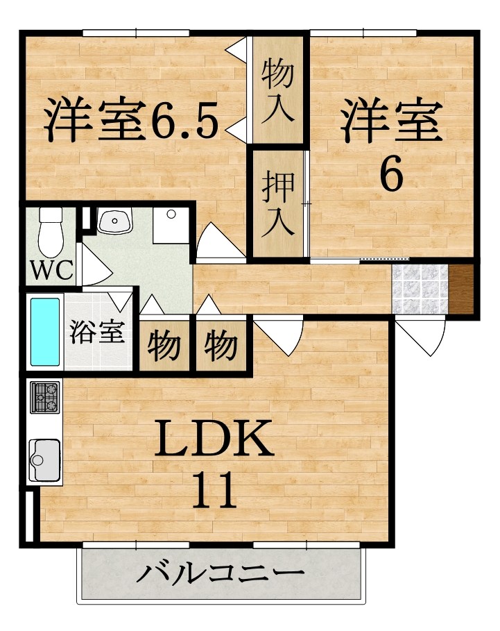 ジュネスコート　Ｂ棟 202号室 間取り
