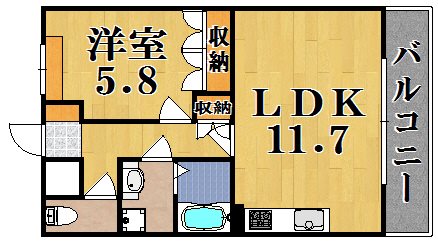 クニミLR 201号室 間取り