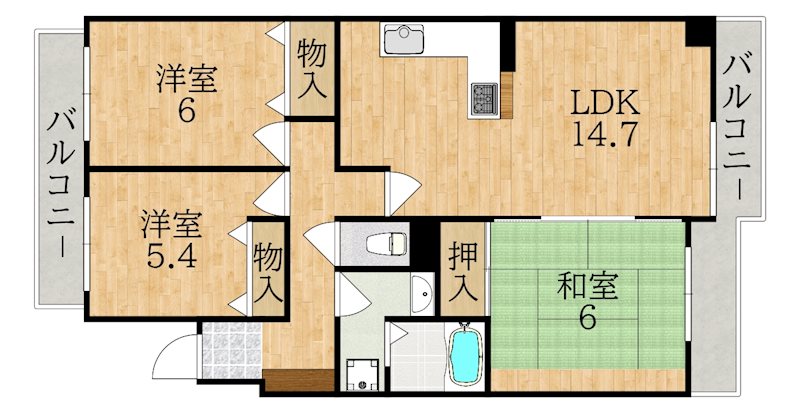 ユニーブル富雄 202号室 間取り