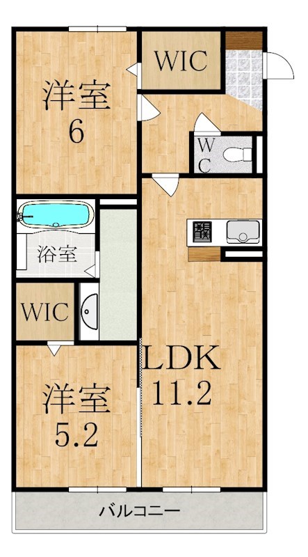 ラフィーネ大和八木　Ｗ棟 103号室 間取り