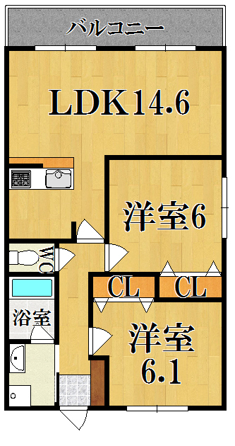 プライムコート西大寺 303号室 間取り