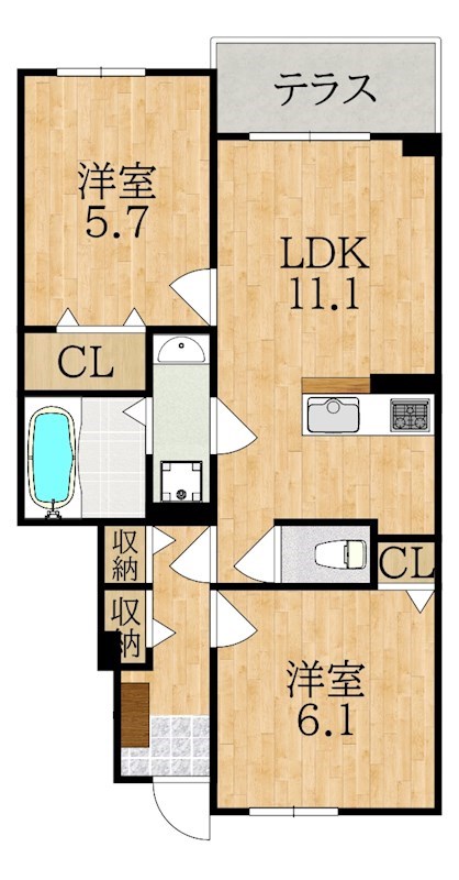 ヴィラージュⅡ 103号室 間取り