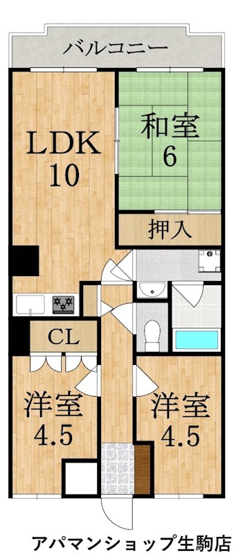 朝日プラザ東生駒 204号室 間取り