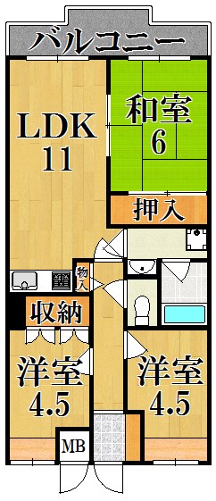 朝日プラザ東生駒 間取り図