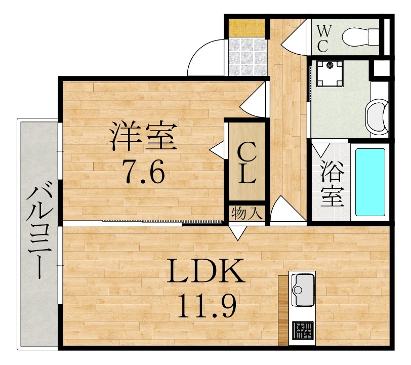 リガーレ大和　1番館 202号室 間取り