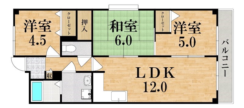 クレセント・ビラ香芝 203号室 間取り