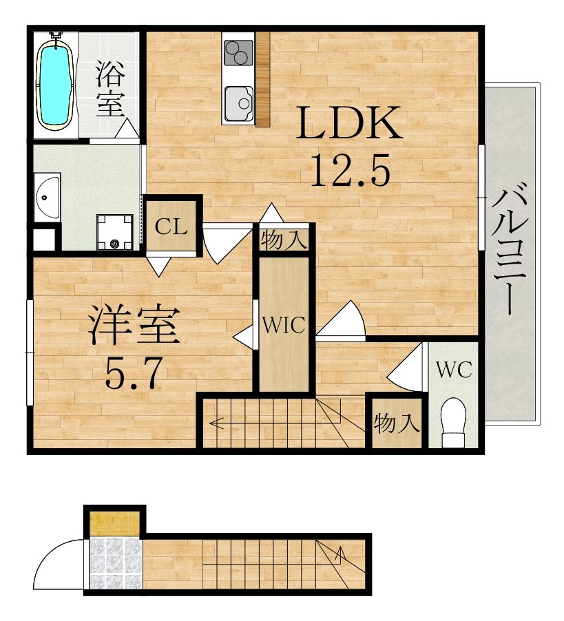 サングレース 206号室 間取り