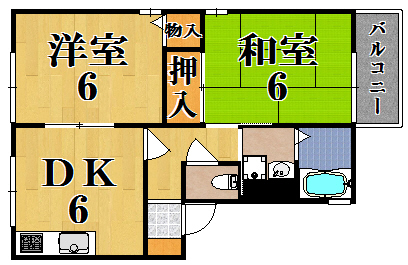 メルベイユ祝園 205号室 間取り