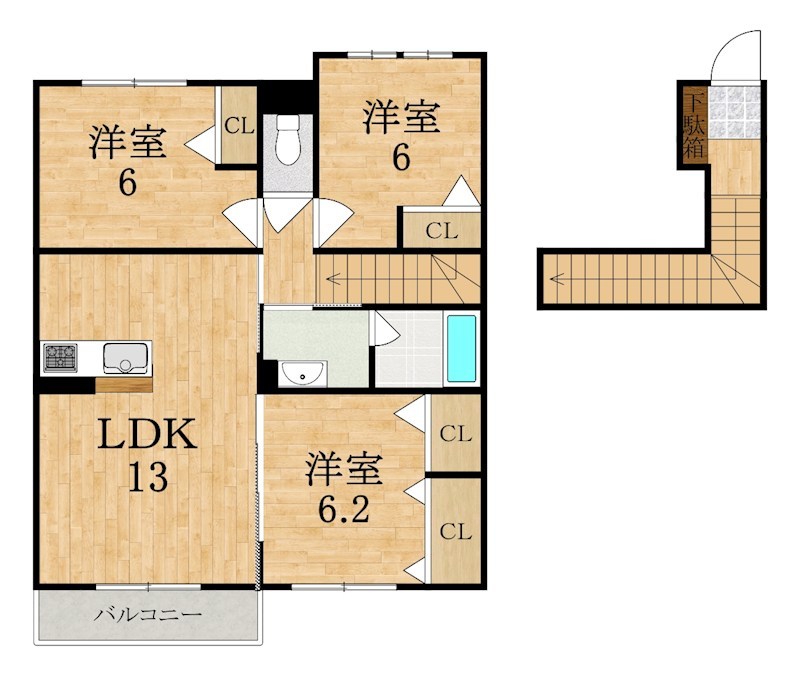 サニーパレス宮ヶ原 202号室 間取り