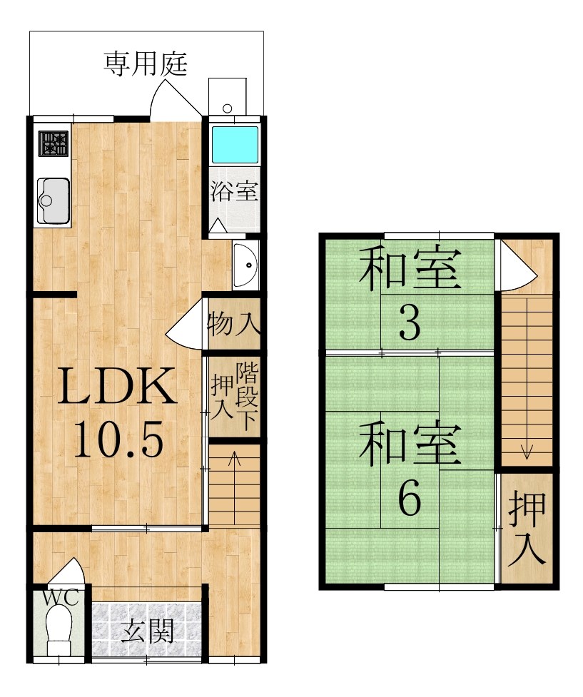 三本木住宅  2号室 間取り