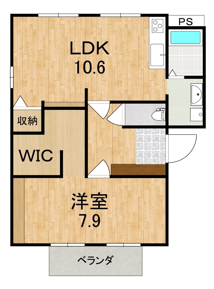 メルベーユ朱雀Ｂ 101号室 間取り
