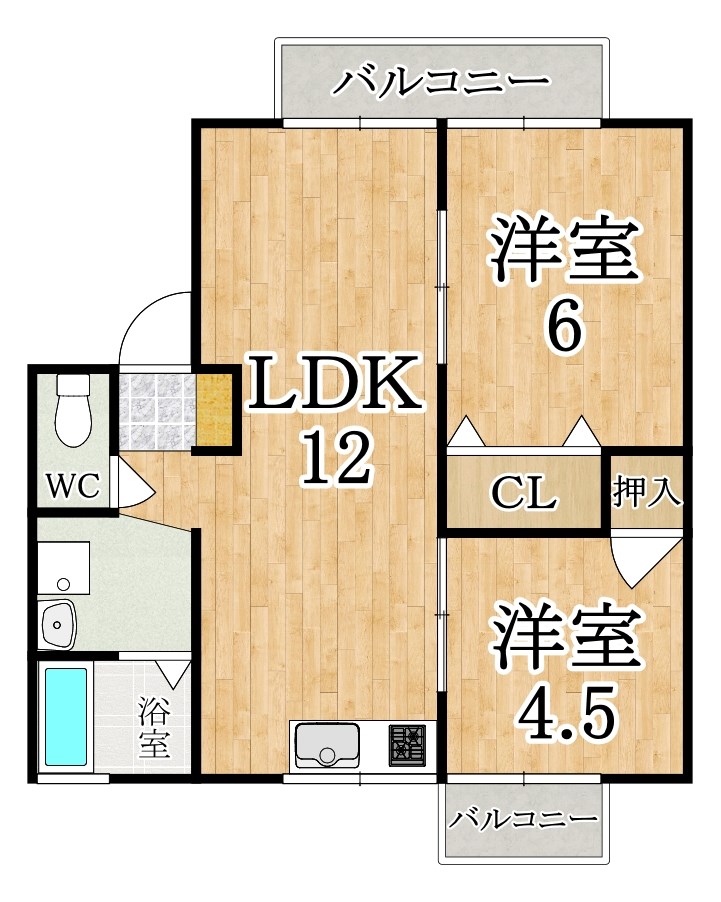 アネーバ大和Ａ棟 102号室 間取り