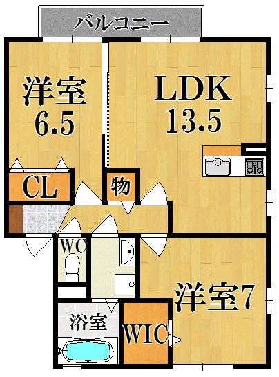 リビングタウン四条大路Ａ棟 101号室 間取り