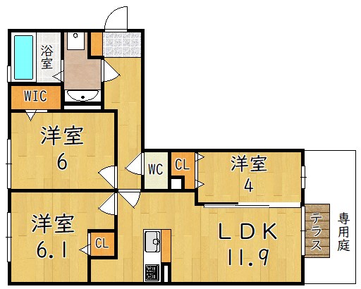 グラン ラフテル 103号室 間取り