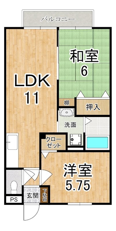 サンクコール朝和　A棟 107号室 間取り