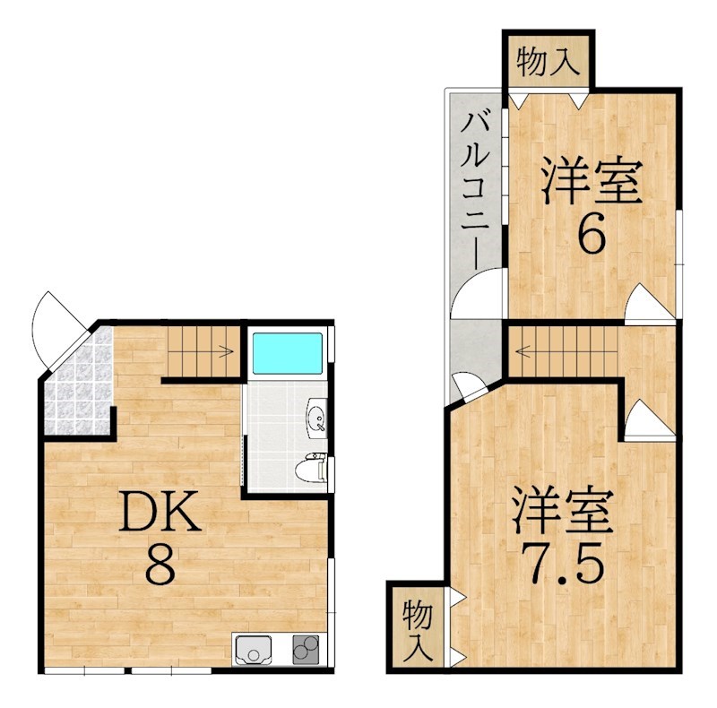 ボンジョルノ富雄 2号室 間取り