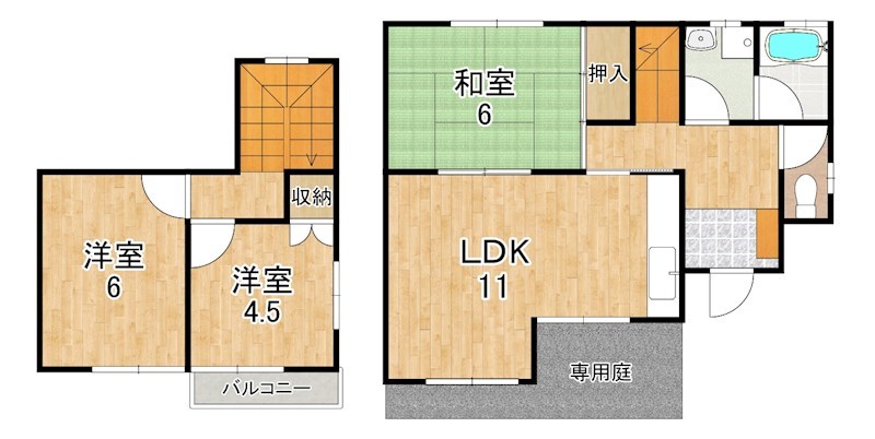 ガーデンハウス相楽かぶと台  B-1R号室 間取り