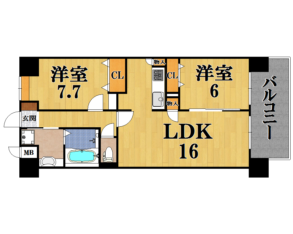 幸court saidaiji 503号室 間取り