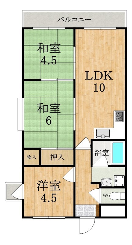 グリーンフィールド平城山 202号室 間取り