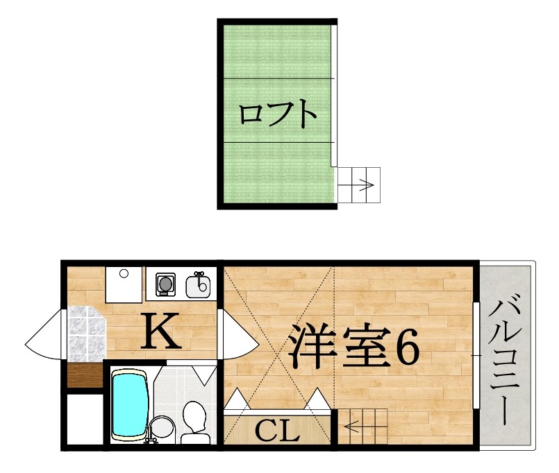 シティパレス生駒谷田町Ｐ-7 216号室 間取り