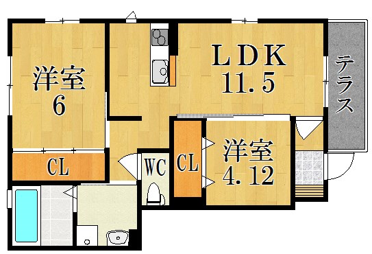 サニーコート西九条 105号室 間取り