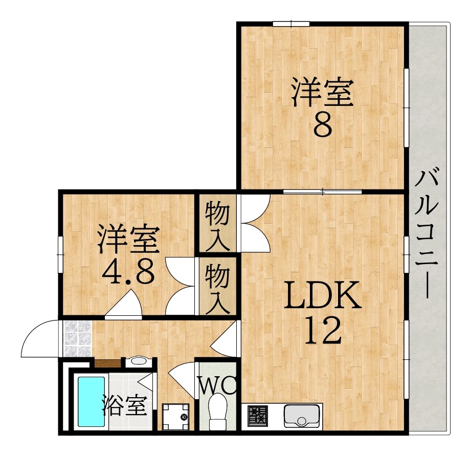 ウィステリア学園前 201号室 間取り