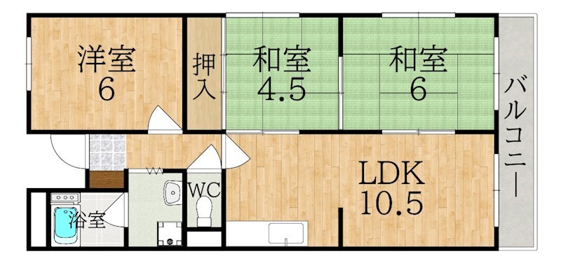 帝塚山ガーデンハイツ２号棟 404号室 間取り