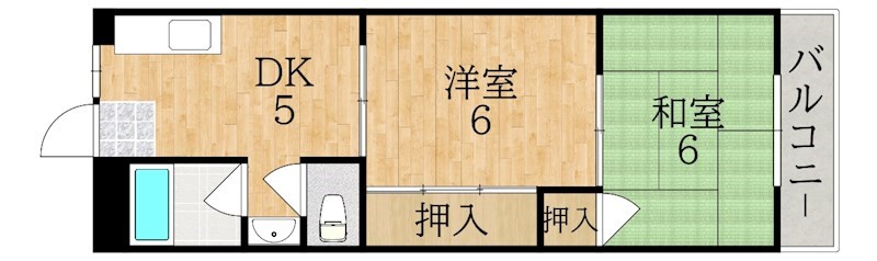 富雄サニーハイツ 302号室 間取り