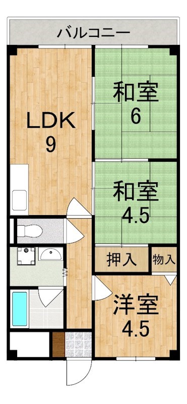 リヴェール三室 104号室 間取り