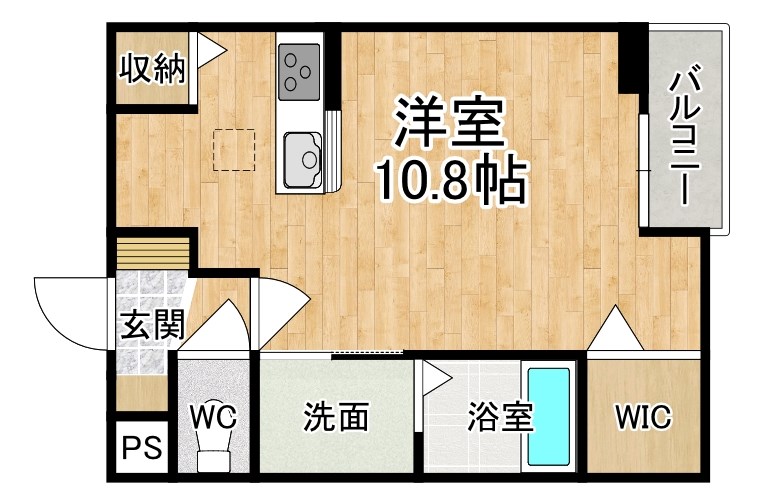 リバーサイド佐保 102号室 間取り