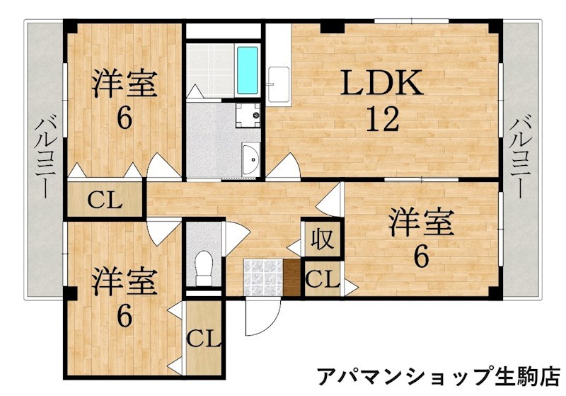 クレスト東生駒 302号室 間取り