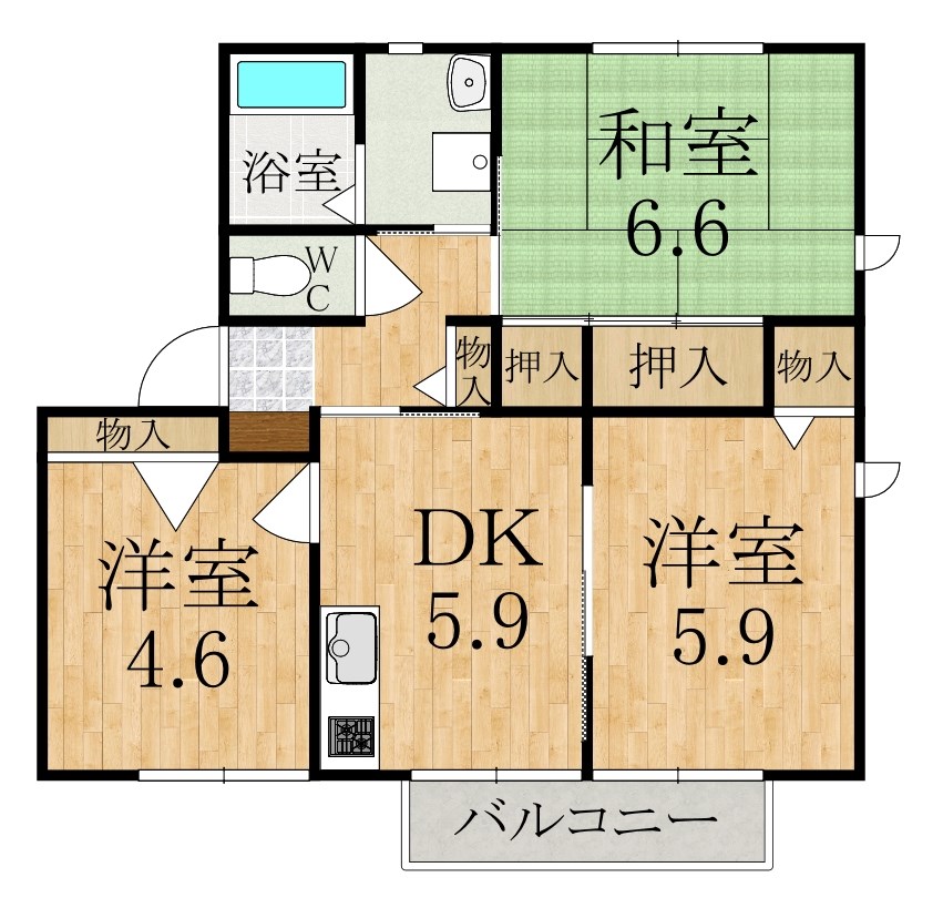 ルミエール千代　B棟 201号室 間取り