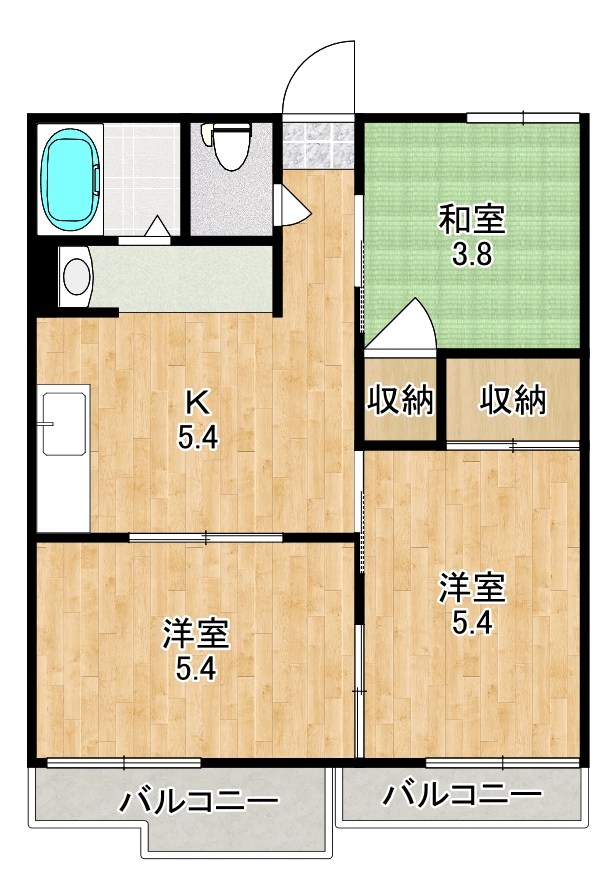 B102号室 間取り