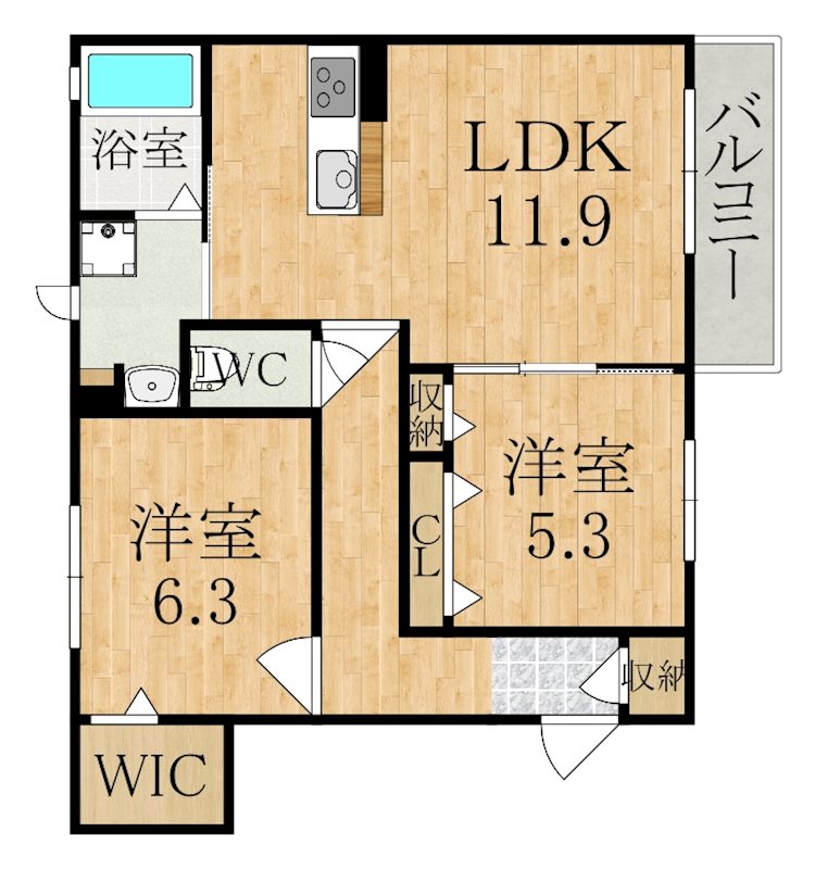 シャーメゾン二階堂 202号室 間取り