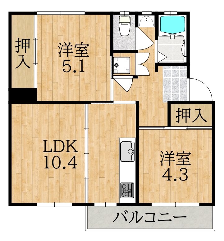 中登美団地B8号棟 304号室 間取り