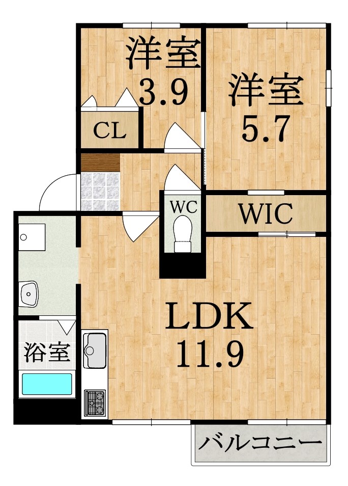 ハイツあすか路Ⅱ 201号室 間取り