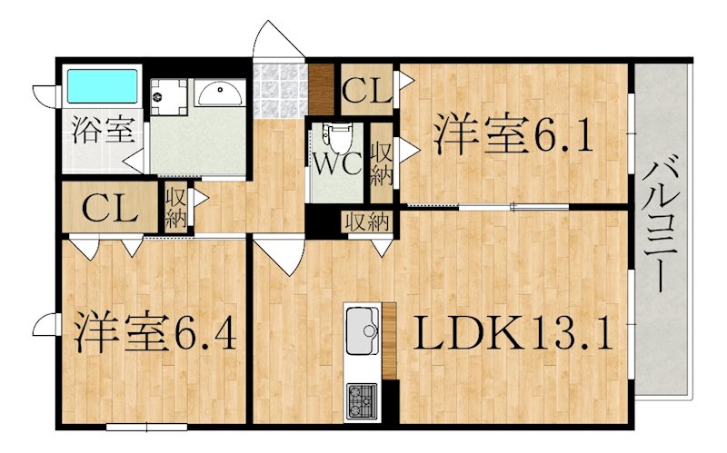 ｎｏｉｒ　ｂｌａｎｃ 302号室 間取り