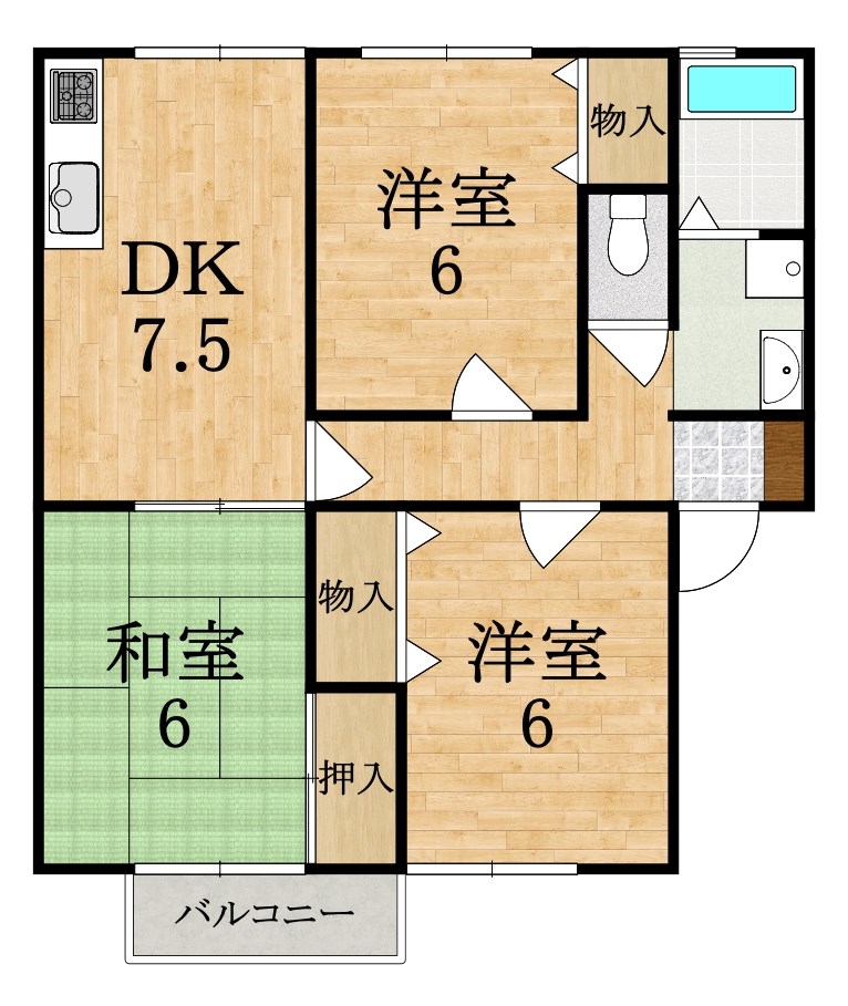 エスポワールⅡ 201号室 間取り