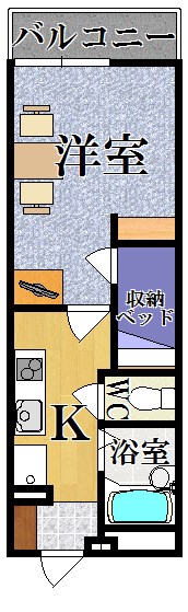 レオパレスヴィルヌーブ大和王寺 401号室 間取り
