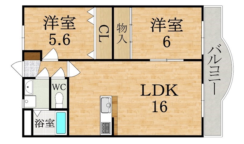 プランドール大和八木Ⅰ 202号室 間取り