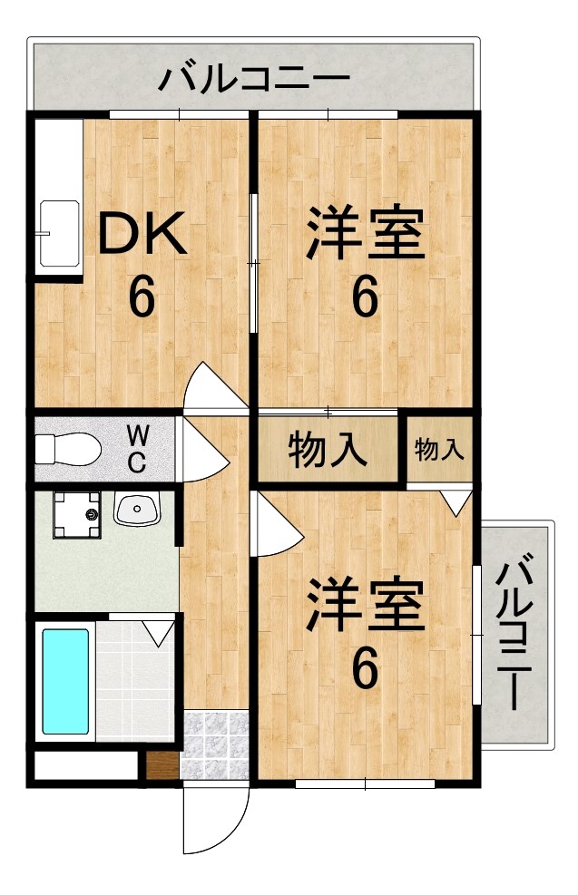 シャトー立田川 207号室 間取り