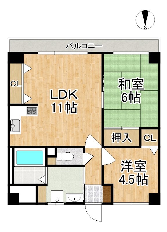 モナーク率川 505号室 間取り