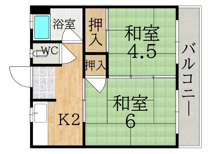 さわらび荘 203号室 間取り