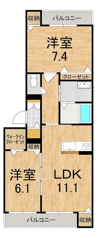 エスパシオ平城 303号室 間取り